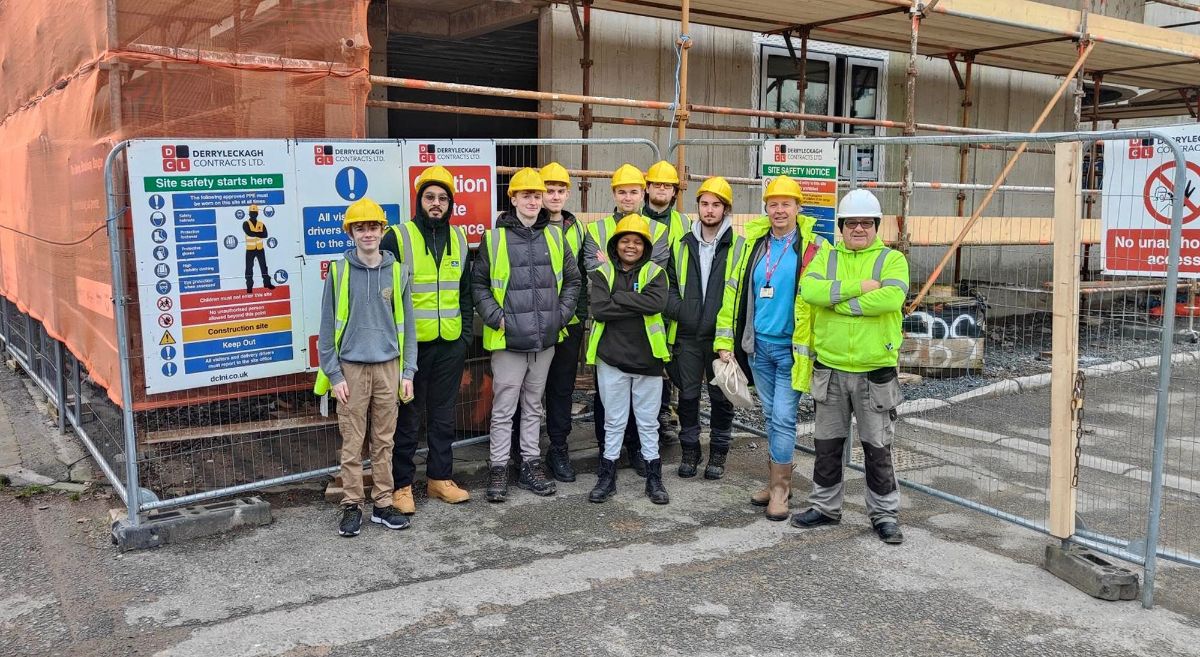 Constructions students at the Savoy site in Bangor.